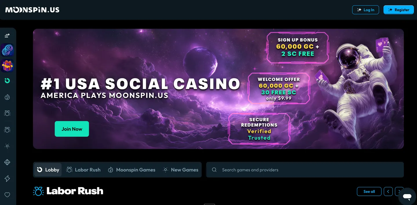 MoonSpin lobby, captured by our team